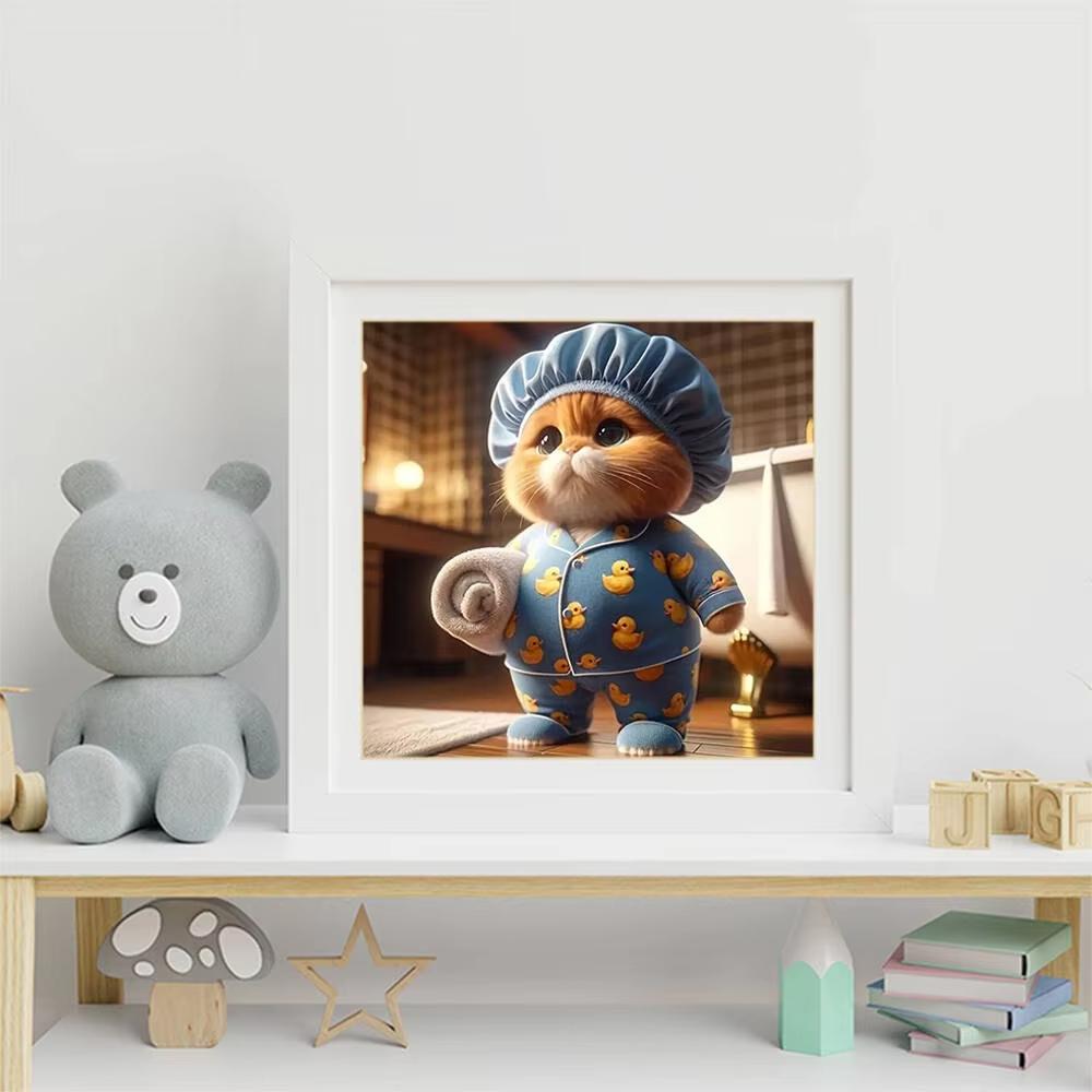 Diamond Art Painting Cat Animal Pet Full Round Diamond Mosaic Handmade Arts and Crafts Home Decoration