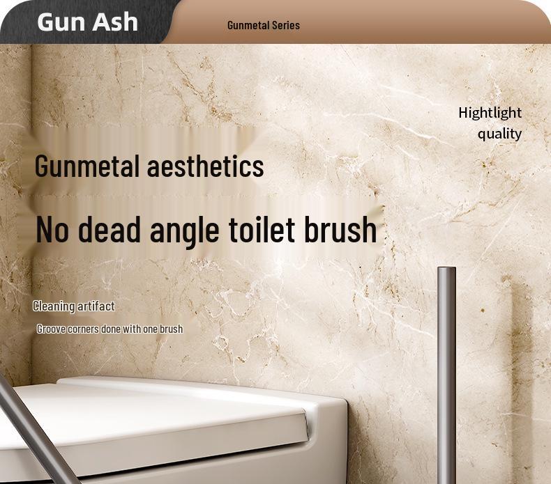 Wall-Mounted Toilet Brush with Long Handle - No-Punch Installation, No Dead Corners, Bathroom Cleaning Set