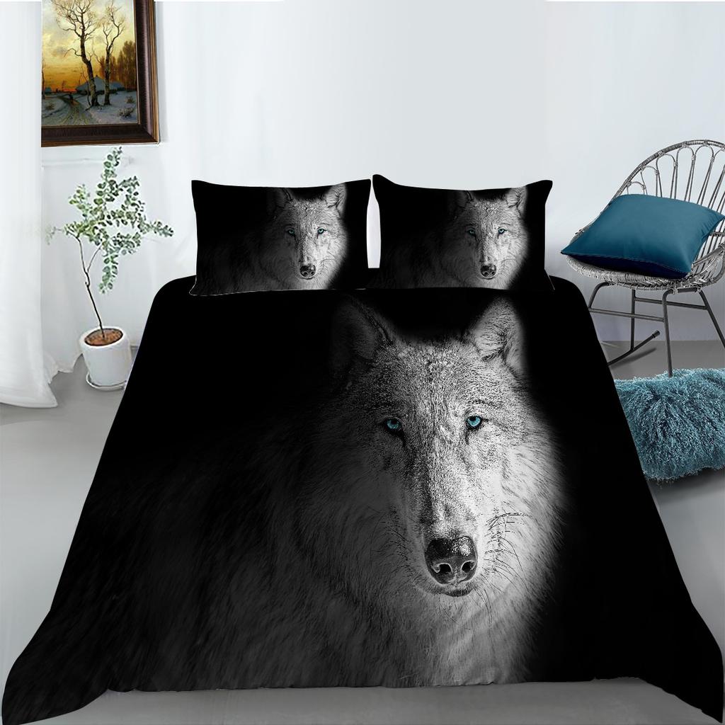 Shopify Bettwäsche Zwei- oder Dreiteilig Digitaldruck Polyester Wolfsserie
