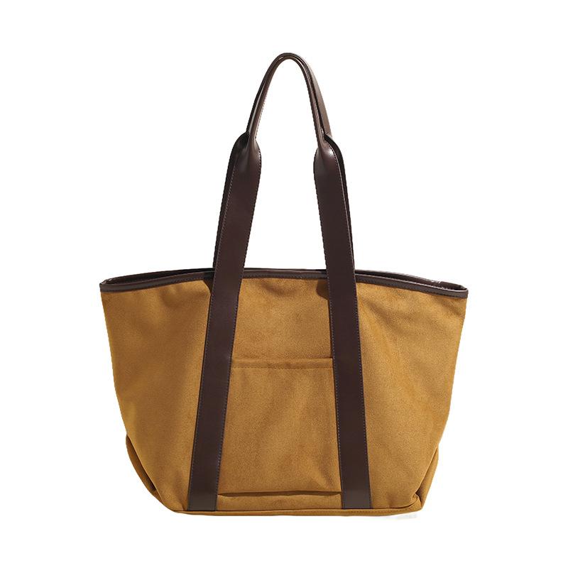 Retro Large-Capacity Underarm Bag Women'S Bag Suede Tote Bag Versatile Simple Shoulder Bag
