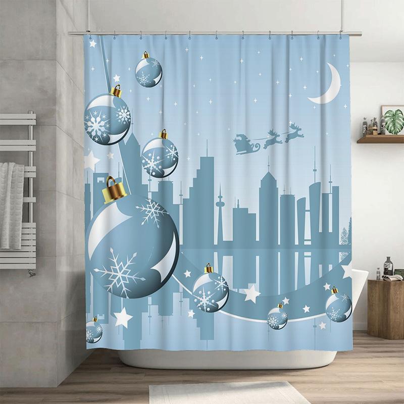 

TU Elegant Blue Abstract Waterfall Shower Curtain Set Modern Waterproof Bathroom Decor Fabric Backdrop 90x180cm35x71in
