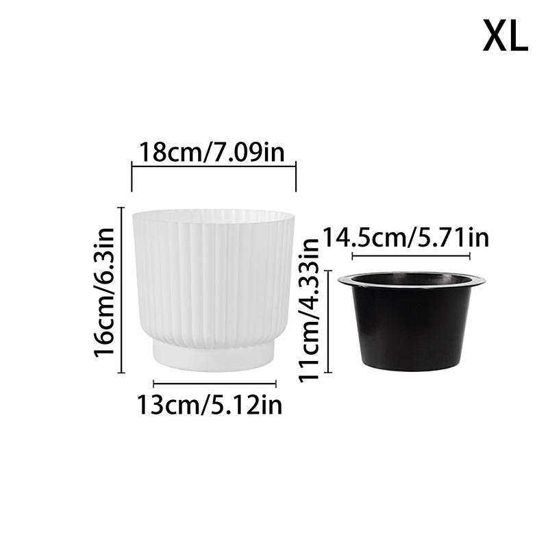 Lazy Self Watering Plastic Flower Pot Double Layer Hydroponics Green Plants Bonsai Pot Vases Succulent Potted Home Office Decor
