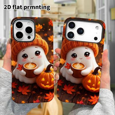 Phone Case: 2D Flat Design Suitable for iPhone 18 17 16 15 14 13 Pro Film Protective Case, Couple Style, Warm Light Atmosphere, Christmas and Hallowee