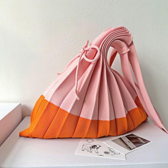 Faltbare Einkaufstasche Wiederverwendbar Akkordeon-Einkaufstasche Farbblock-Falten-Schultertasche für den Lebensmitteleinkauf Tägliche Besorgungen