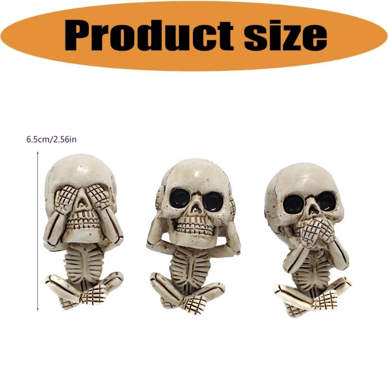 Resin Car Dashboard Air Vent Accent Set with Skull Figurines, Console Display for Interior Styling and Desk Placement