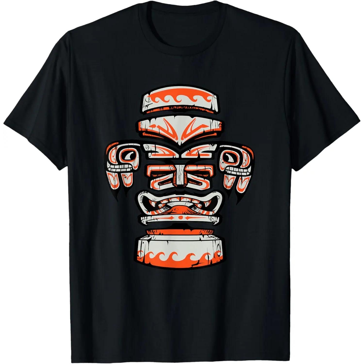 2026 New Vintage Tiki Hawaiian Polynesian Mask Four Totems Gift Soft T-Shirt Men Clothing Tops Graphic Unisex T Shirt Streetwear S чёрный
