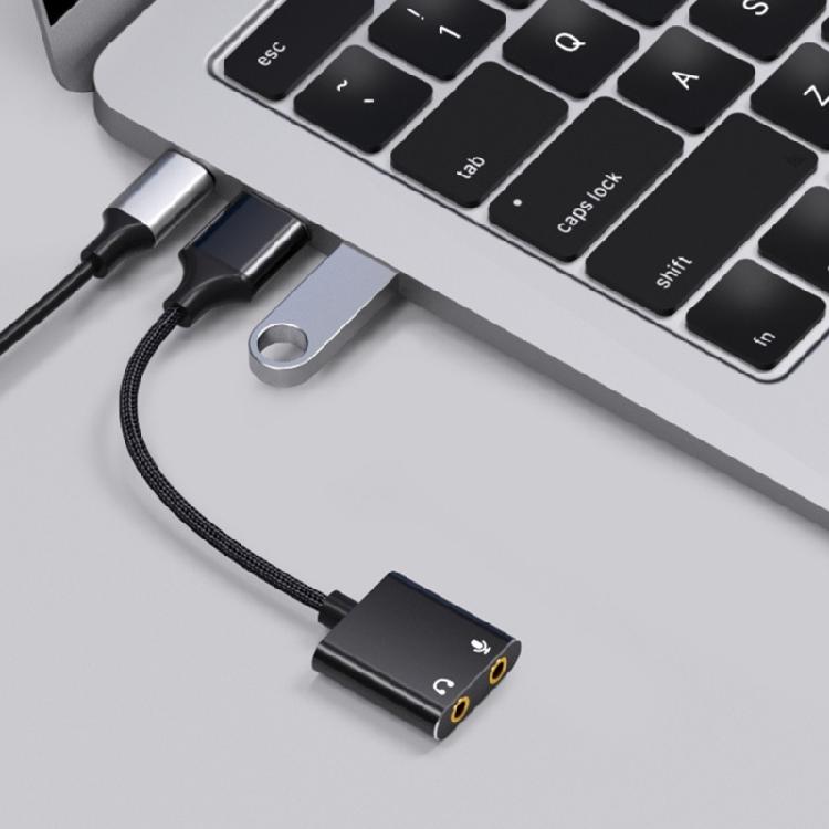 USB To 3.5mm Audios Adapter USB External Sound Card With High Sensitivity Microphone Support And Real Time Monitoring
