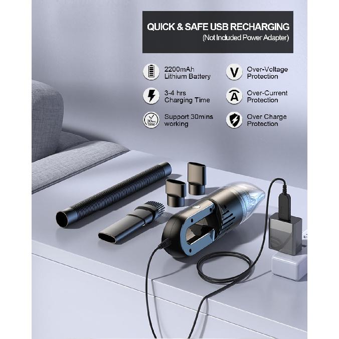 Ручной пылесос беспроводной, мини-портативный автомобильный ручной пылесос, мощный всасывающий ручной пылесос, перезаряжаемый легкий ручной пылесос для