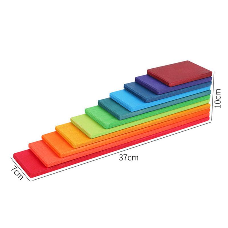 Montessori Regenboog Bouwblokken Massief Hout Educatief Speelgoed Regenboog Bos Kasteel Poppen Creatieve Puzzel Educatief Speelgoed Voor Kind