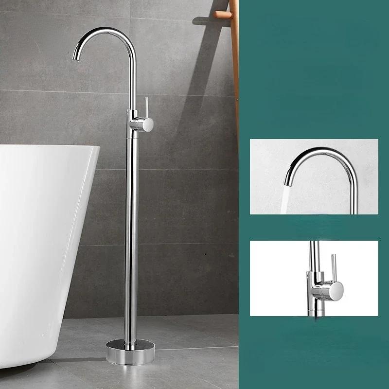 Floor Standing Bathtub Faucet Brass Bath Faucet Independent Cold and Hot Water Shower Faucet Tub Mixer Tap Handshower Mixer