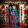 Fluorescent Christmas Door Cover UV Activated Glow-in-the-Dark Door Banner for Outdoor Indoor Holiday Decoration