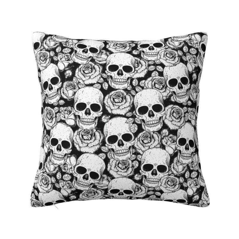 Custom Horror Skeleton Gothic Death Skull Cushion Covers 45x45cm Throw Pillow Case for Car Pillowcase Living Room Decoration