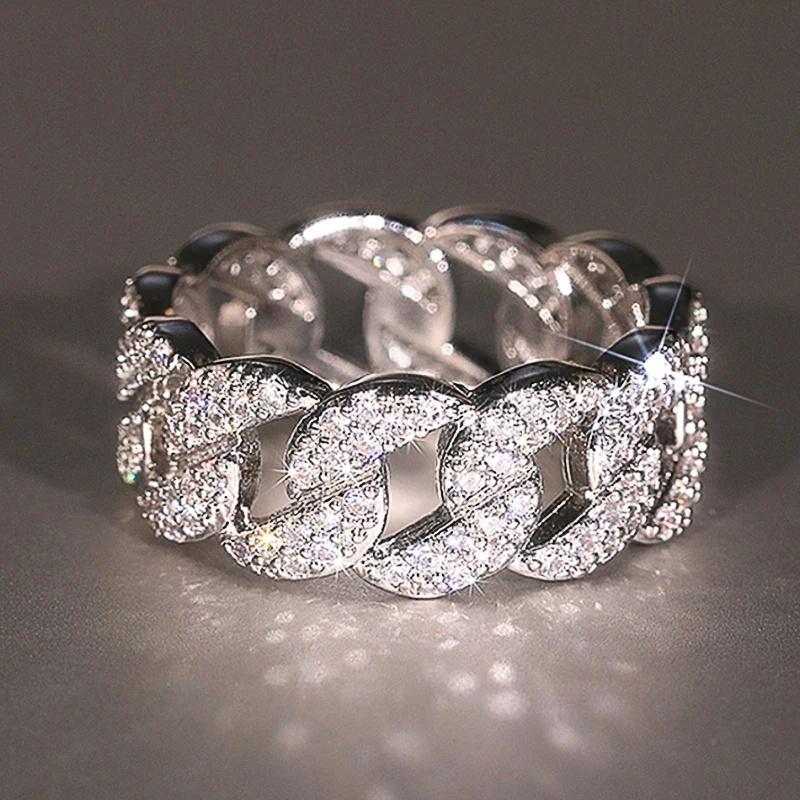 

Huitan Роскошные кольца с дизайном в виде цепочки для женщин, современные изящные аксессуары для пальцев, шармы, вечные свадебные, для помолвки, циркон 8