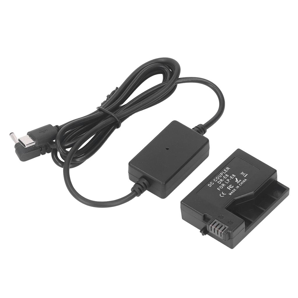 DR E8 DC Coupler LP E8 Dummy Battery Type C Power Adapter Kit for T2i T3i T4i T5i 700D 650D 600D 550D Kiss X4 X5 X6i