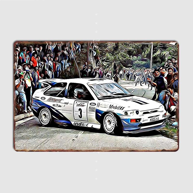 Escort RS Cosworth Rally Action Legend Car Metal Sign Poster Garage Indoor Room Decoration Automobile Club Vintage Home Decor