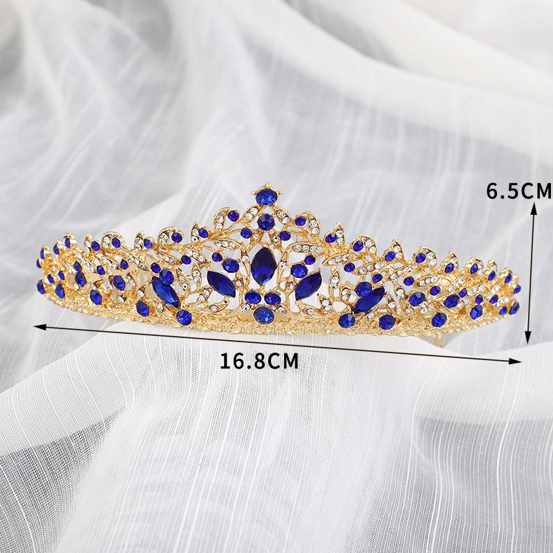 

Премиум осень новая королева корона аксессуары для волос ободок принцесса сплав кристалл шпилька ретро ювелирные изделия синий