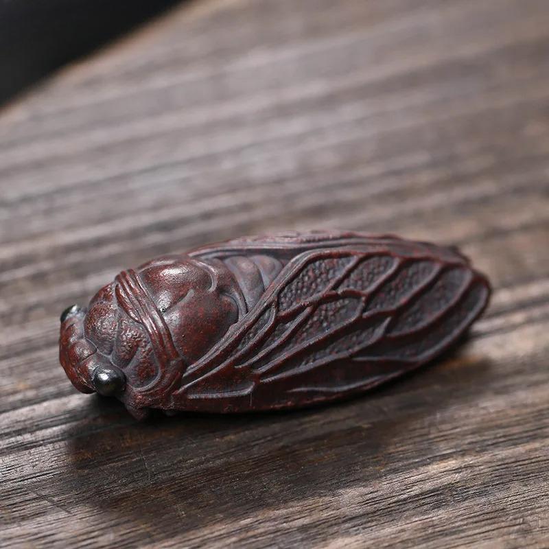 Creative Cicada Yixing Purple Clay Tea Pet Small Golden Cicada Tea Figurine Tea Play Toys Statue Tea Ceremony Cafes Ornaments