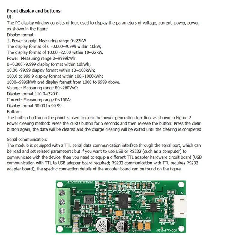 ABKP-AC Digital Multifunction Meter PZEM-004T Watt Power Volt Amp TTL Current Test Module With TTL To USB Cable