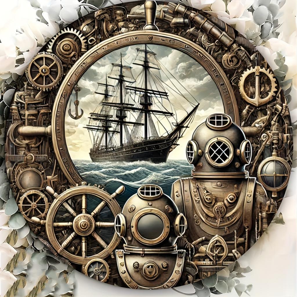 Zoll Segelboot Metall Wandkunst D Nautische Dekoration für Zuhause Büro Wohnzimmer Bar Café Rostfrei Innen Außen