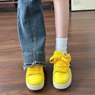 Yellow Chubby Bread Shoes Women's New Summer Versatile Casual Sports Skateboard Shoes Guochao