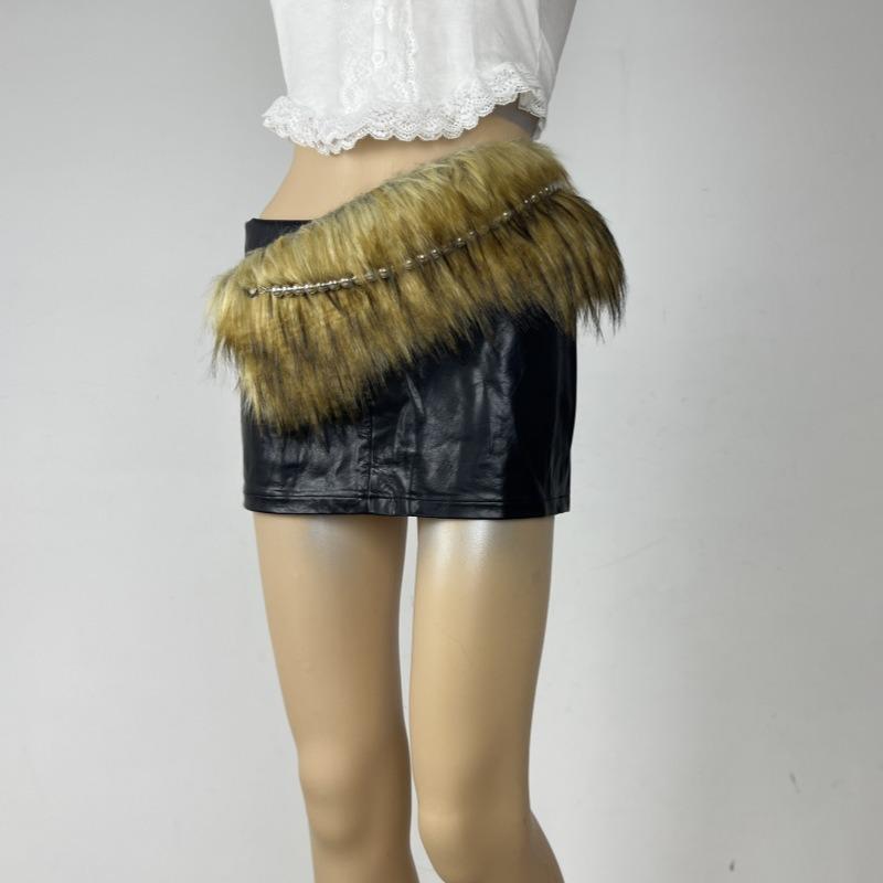 Street Corn-eye Metal Buckle, Furry Patchwork, Niche Belt, Spicy Girl Style, Individual Cinched Waist, Slimming, Versatile Belt