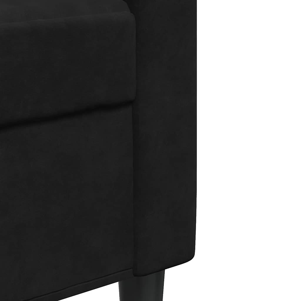 3 Piece Sofa Set with Cushions Black Velvet