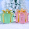 6 Stück Mikrolandschaft Weihnachten Leuchtende Geschenkbox Mini Harz Leuchtende Geschenkbox Figuren Niedliche DIY Bastelarbeiten Auto Kleine Ornamente