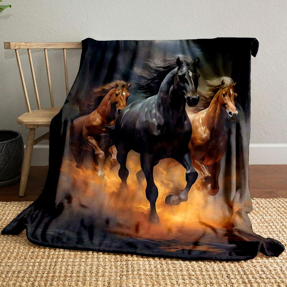 Dynamic Equine Art Throw Blanket bedroom Blanket for Livingroom Couch lunch break Soft throw for Friend's festival Gift