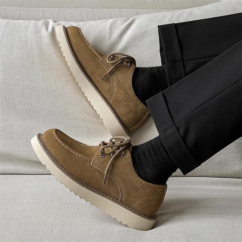High Quality Leather Men Sneakers Shoe Casual Flat Walking Oxford Shoes Outdoor Anti-slip Wearable Comfort All Day Commute Shoes