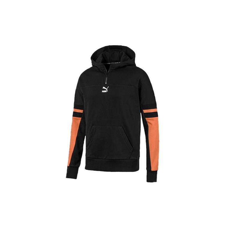 PUMA Colorblocked Half Zip Hoodie Black Orange White Men s 595880-56 L