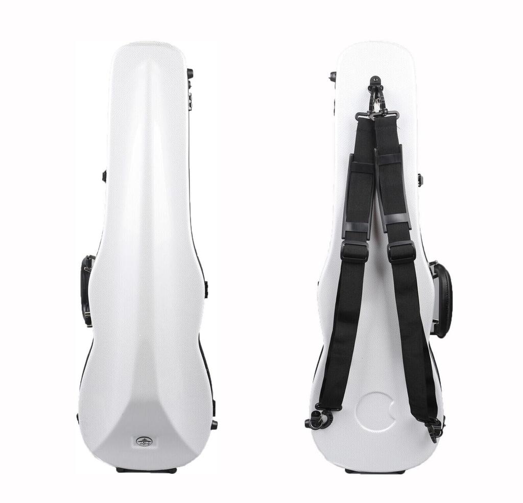 YoungMonic A Heavy-Duty, Ultra-Lightweight Carbon Fiber Violin Case for 44 Full-Size Violins, Weighs Approximately 2kg (White)
