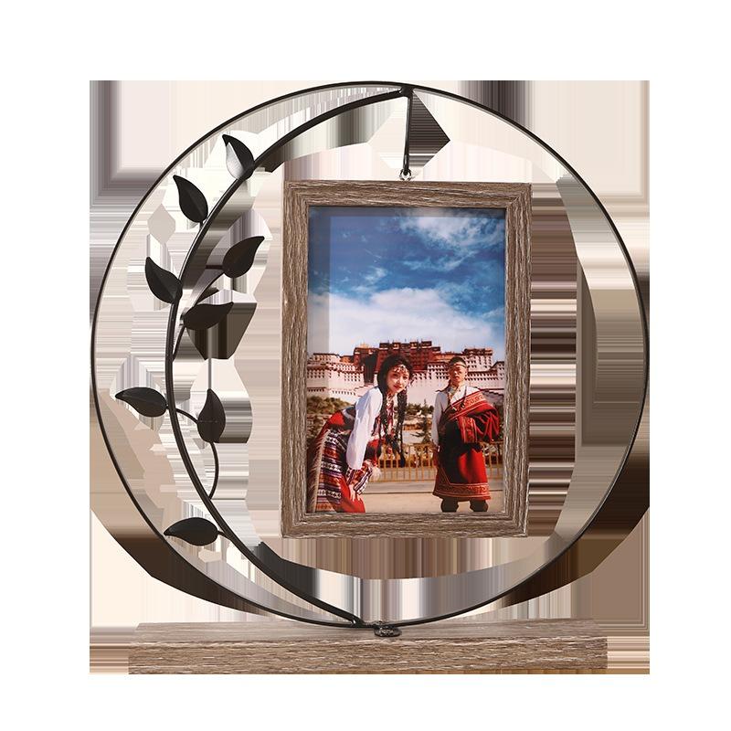 6-inch Wrought Iron Photo Frame Hollow Pull-out Design Metal Frame for Home Bedroom Desk Decoration Personal Photo Decoration