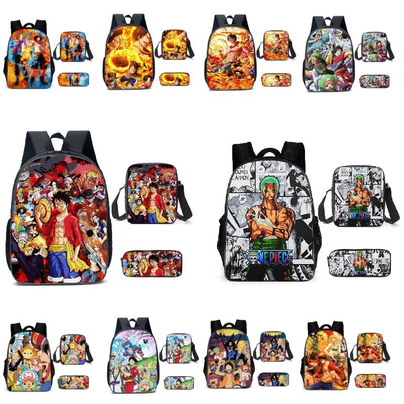 One Piece Backpack Set 3pcs School Bags With Crossbody Lunch Bags And Pencil Case Durable Oxford Material