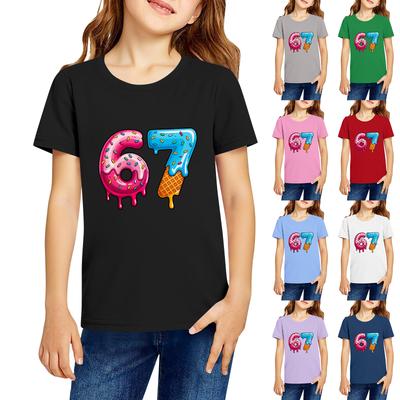 Fashionable Round Neck Short Sleeve Work Clothes Printed Tops For KID Summer Tops