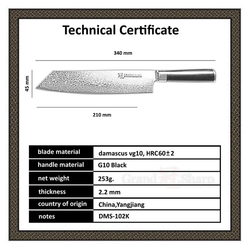 8.2 Inch Chef Knife VG10 Damascus Steel Vg10 Japanese Kitchen Knives G10 Handle