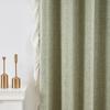 Ruffle Semi-Sheer Curtains, Plain Faux Linen Textured Vintage American Farmhouse Curtain Set for Living Room, Bedroom, Study