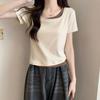 WTEMPO Brand Short-sleeved T-shirt Women's Summer Fake Two Niche with Design Sense of The Niche Sexy Slim Short Tops