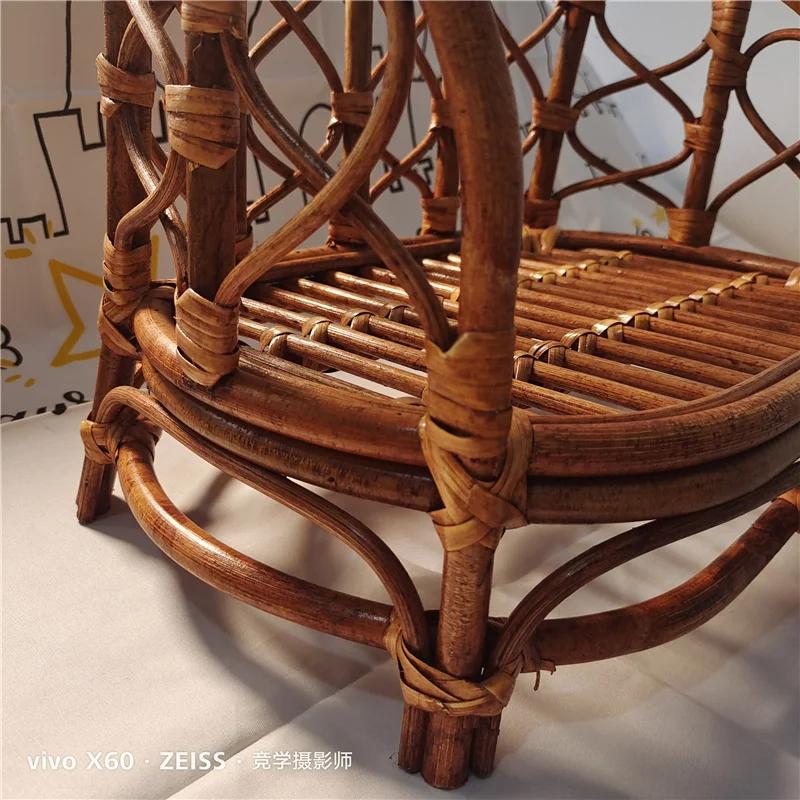 Newborn Photography Props Rattan Products Baby Retro Hand Woven Baby Basket Studio Photo Sofa Chair Bed Photo Studio Accessories