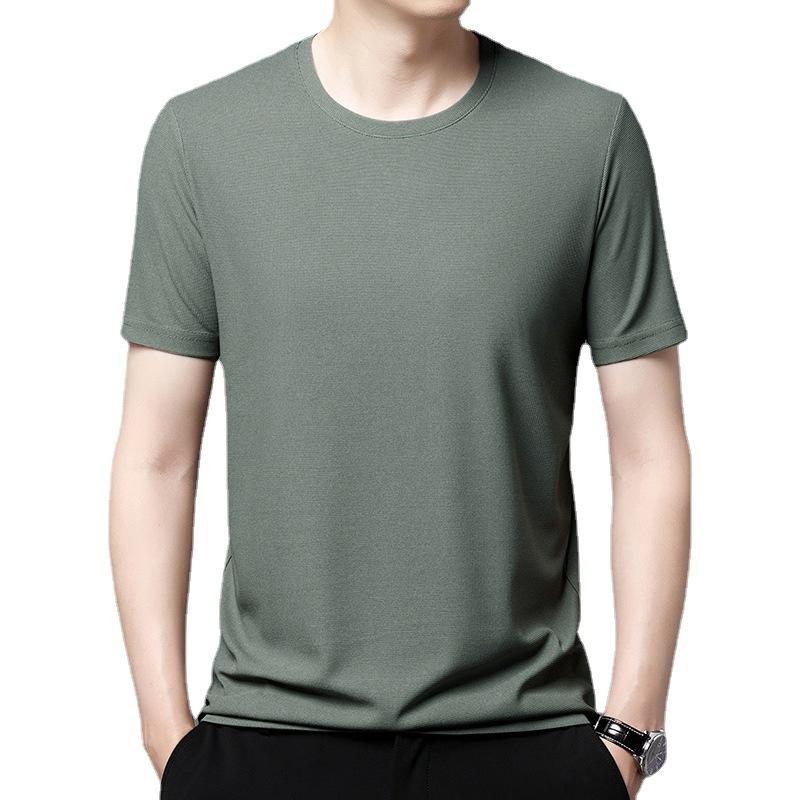 2024 New Summer Waffle Round Neck Short Sleeved T-shirt for Mens Short Sleeved Top