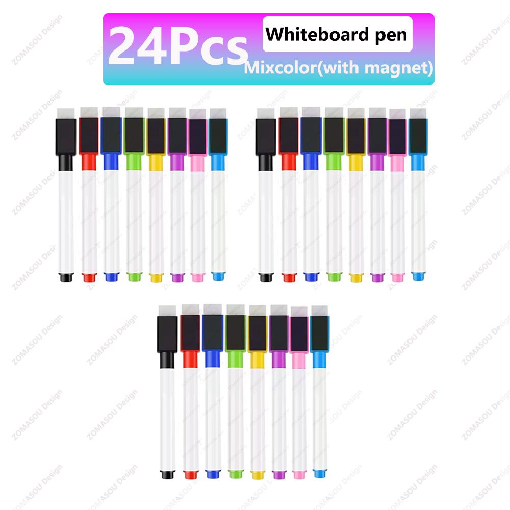 48-1Pcs Magnetic Erasable Whiteboard Pen Color Options Numbering Stationery Office Teaching Supplies for Student Blackboard Note