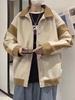 Men's Oversized Patchwork Wool Coat – Hong Kong Style Loose Fit Lapel Jacket, Trendy Korean Casual Design