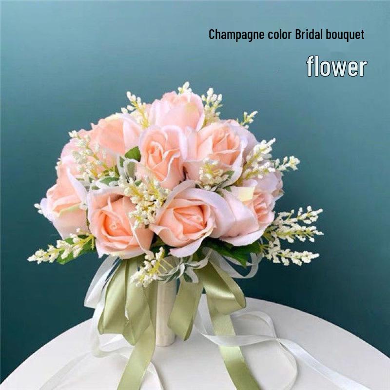 European Style Bridal Bouquet with Small Roses - Pink & White