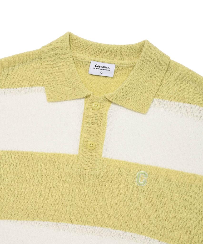 COVERNAT C Logo Rugby Collar Half Knit Lime