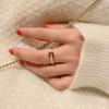 Japanese and Korean Titanium Steel English Half Circle Shell Ring Women's Retro Temperament Index Finger