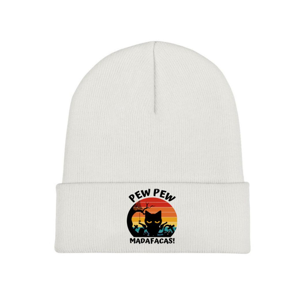 Pew Pew Madafakas tricot chapeau bonnet automne hiver chapeaux chaud hip-hop chat avec des armes à feu casquette unisexe femmes cadeau