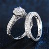 925 Sterling Silver 2pc Gorgeous Rings Set for Women Paved Brilliant Cubic Zirconia Wedding Engagement Bridal Jewelry