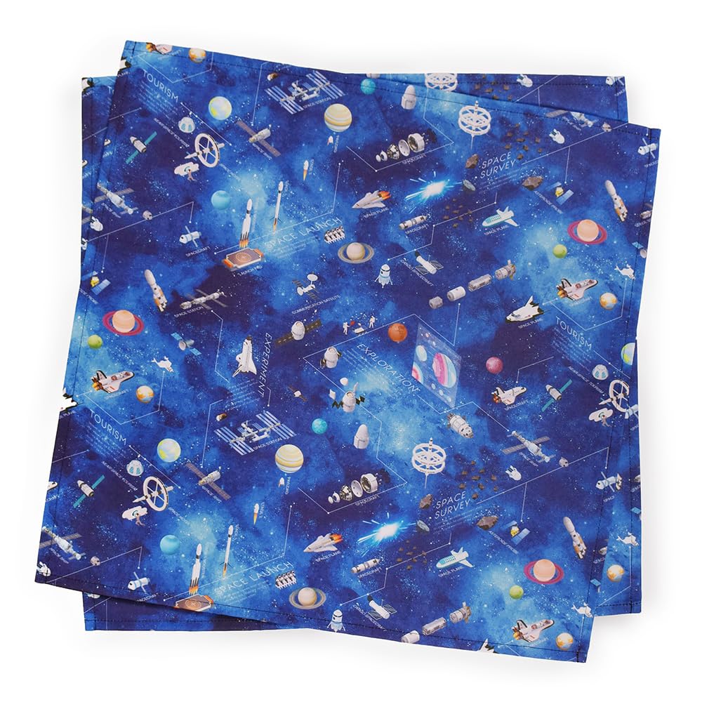 

Lunch Lunch Napkins x Set of 2 Popular Lineup for Boys and Girls Planetary Exploration and Cloths/School (45cm 45cm) Water-Repellent, No-Iron,