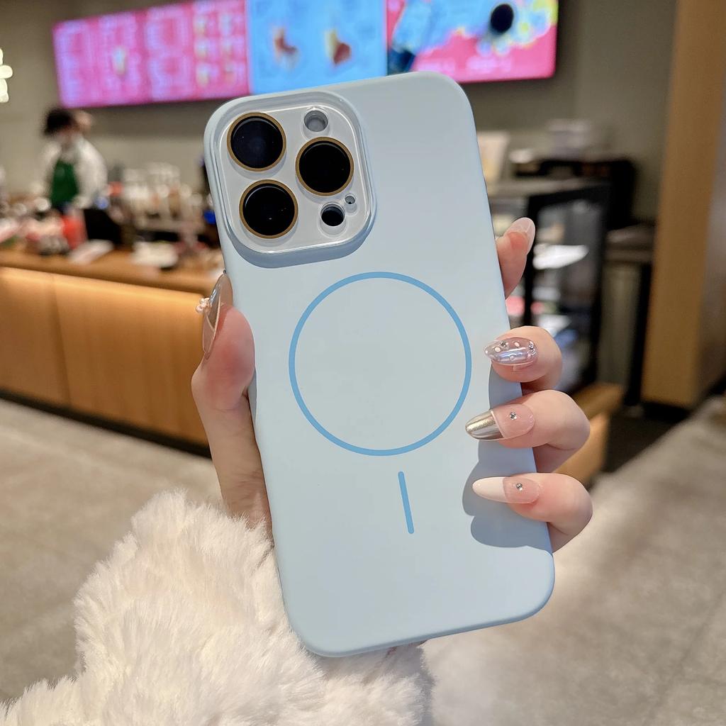 Liquid Silicone For Magsafe Glass Lens Protect Case for iPhone 17 16 14 13 11 12 15 Pro Max Plus Magnet Wireless Charge Cover