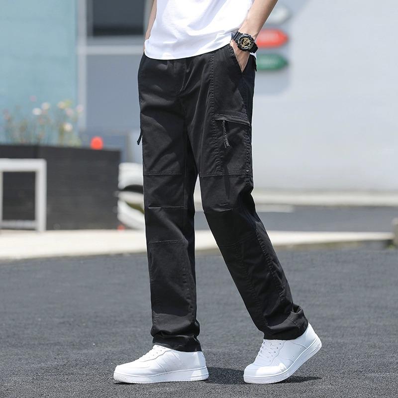 Men's Casual Workwear Straight Pants - Large Size, Loose Fit, Multi-Pocket, All-Match Sports Style