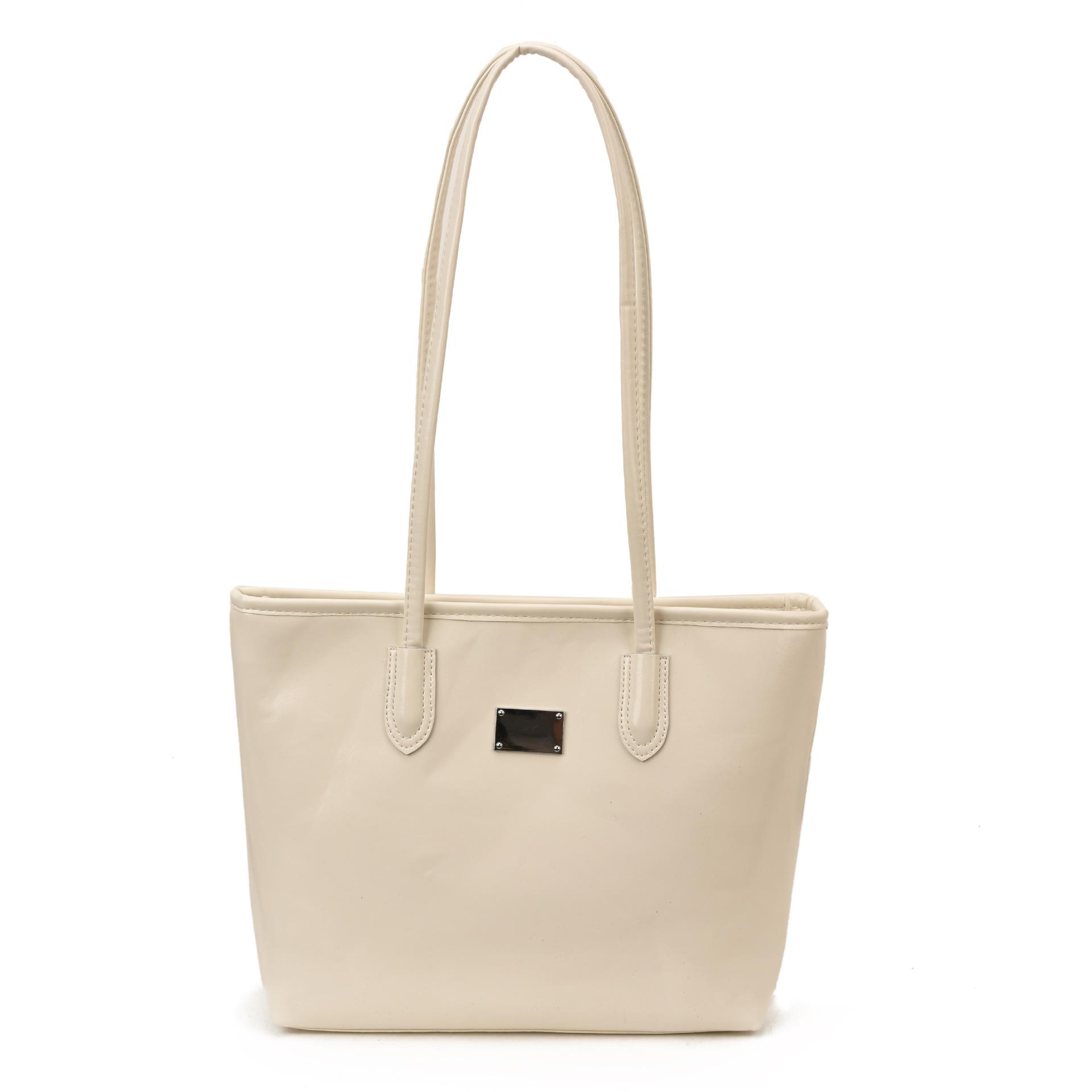 

Large capacity retro women s bag simple casual portable shoulder bag underarm tote bag without pendant білий